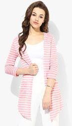 Bossini Peach Striped Shrug Women