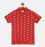 Bossini Red Printed Polo Collar T Shirt Boys