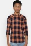 Bossini Rust & Navy Blue Regular Fit Checked Casual Shirt Boys