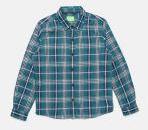 Bossini Teal Blue & White Regular Fit Checked Casual Shirt boys