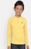 Bossini Yellow Solid Henley Neck T Shirt Boys