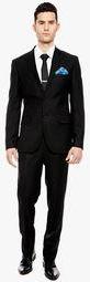 Brahaan Blue Tag Black Striped Suit Men