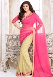 Bridal Pink Printed Saree Women