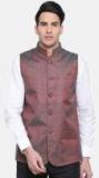 British Club Burgundy Solid Nehru Jacket Men