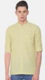 British Club Men Beige Solid Straight Kurta