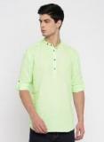 British Club Men Green Solid Straight Kurta