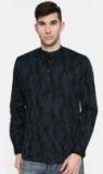 British Club Men Navy Printed Straight Kurta