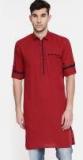 British Club Men Red Solid Straight Kurta