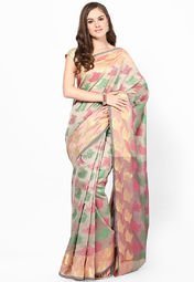 Bunkar Beige Sarees Women