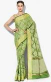 Bunkar Green Printed Banarasi Saree women