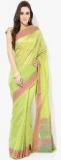 Bunkar Green Printed Supernet Saree women