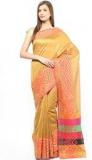 Bunkar Mustard Yellow Printed Chanderi Saree Women