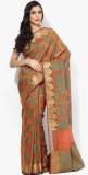 Bunkar Orange Embellished Saree Women