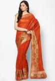 Bunkar Orange Silk Blend Saree Women