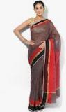 Bunkar Wine Printed Banarasi Saree Women