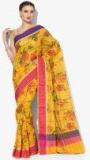 Bunkar Yellow Printed Banarasi Saree Women