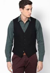 Burton Black Waistcoat Men