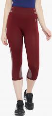 C9 Maroon Solid Capri women