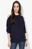 Calgari Navy Blue Solid Blouse Women