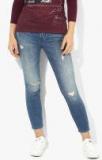 Calvin Klein Jeans Blue Solid Mid Rise Slim Fit Jeans women