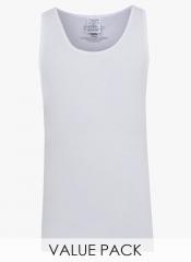 Calvin Klein Pack Of 3 White Solid Round Neck Vests men