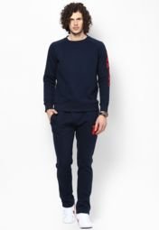 Camino Solid Navy Blue Tracksuit Men