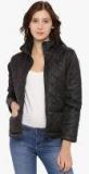 Campus Sutra Black Solid Sweat Jacket Women