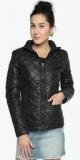 Campus Sutra Black Solid Winter Jacket women