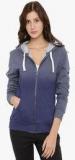 Campus Sutra Blue Solid Hoodie Women