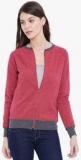 Campus Sutra Maroon Solid Sweatshirt Women