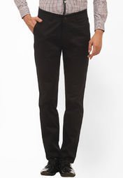 Cantabil Solid Black Chinos Men