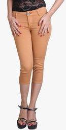 Carrie Orange Solid Capris women