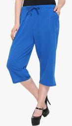 Cashewnut Blue Solid Capri women