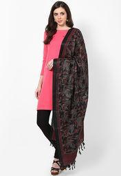 Castle Black Printed Dupatta Women