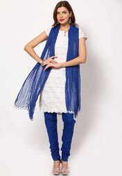 Castle Solid Blue Churidar And Dupatta Women