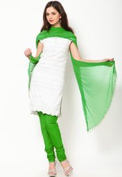 Castle Solid Green Churidar And Dupatta Women