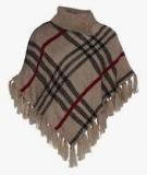 Cayman Beige Checked Poncho Style Sweater Girls