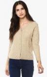 Cayman Beige Solid Cardigan Women