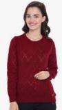 Cayman Maroon Self Design Sweater Women