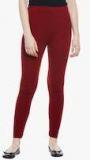 Cayman Maroon Solid Leggings Women