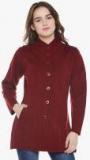 Cayman Maroon Solid Winter Jacket Women