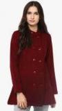 Cayman Maroon Textured Winter Jacket Women