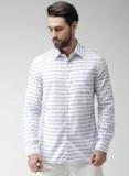 Celio Blue & White Slim Fit Striped Casual Shirt men