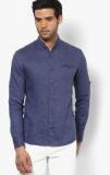 Celio Blue Linen Regular Fit Casual Shirt Men