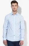 Celio Blue Printed Slim Fit Casual Shirt men