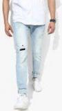 Celio Blue Slim Fit Mid Rise Highly Distressed Stretchable Jeans Men