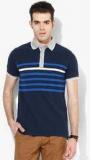 Celio Blue Striped Polo T Shirt men