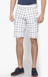 Celio Checks White Shorts Men