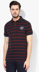 Celio Dark Grey Striped Polo T Shirt men