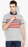 Celio Grey Striped Polo T Shirt men